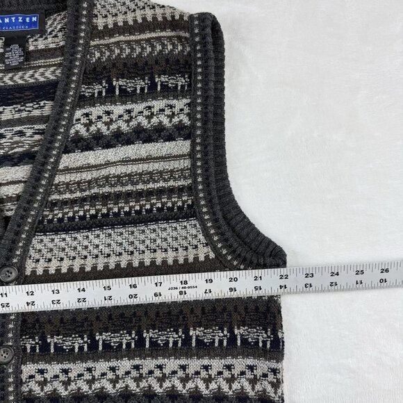 Vintage Jantzen Sweater Vest Mens L Brown Full Button Down 90s Grandpa Dad Core - Picture 3 of 6